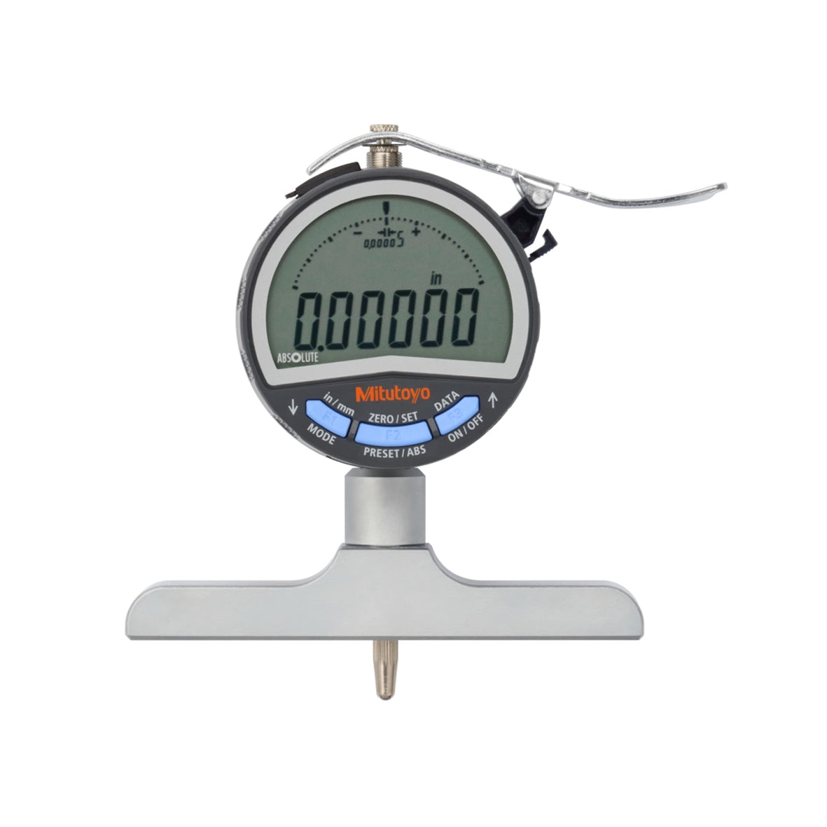 Mitutoyo 547-258A Absolute Digimatic Digital Dial Depth Gauge, Range 0-200mm / 0-8", Resolution 0.001mm / 0.00005", Base 4 x 0.63" with SPC Data Output