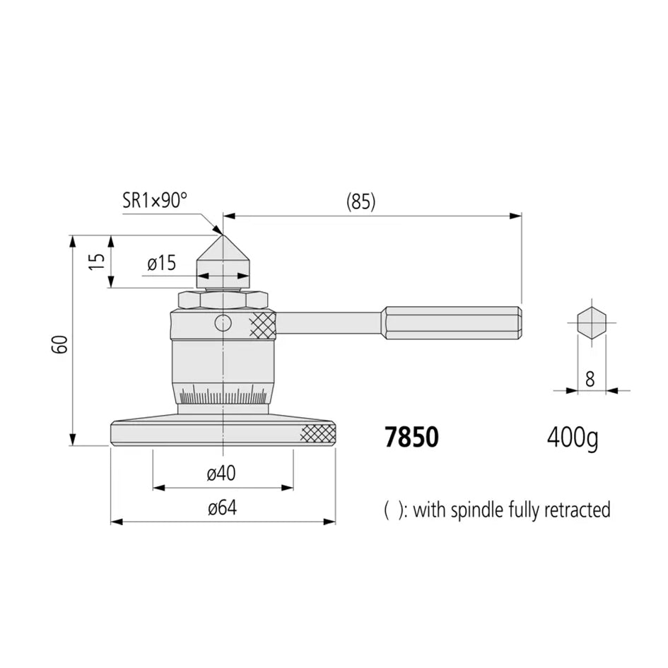 Mitutoyo 7850 Micro Jack Micrometer Head, Range 60-75mm, Graduation 0.01mm