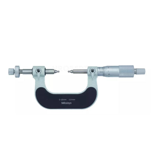 Mitutoyo 124-173 Interchangeable Anvil Gear Tooth Micrometer, Range 0-25mm, Graduation 0.01mm