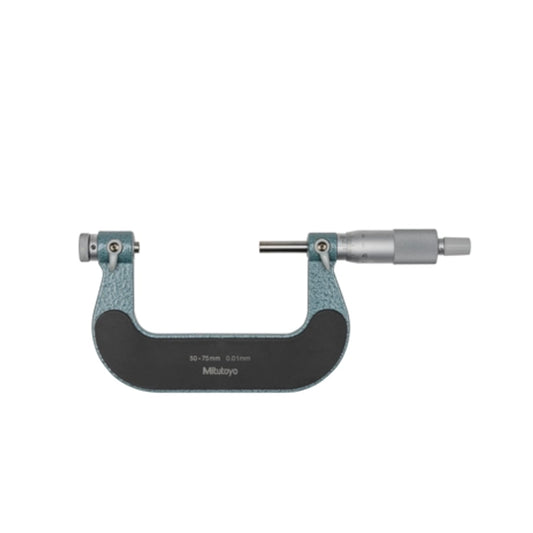 Mitutoyo 126-127 Interchangeable Anvil Screw Thread Micrometer, Range 50-75mm, Graduation 0.01mm
