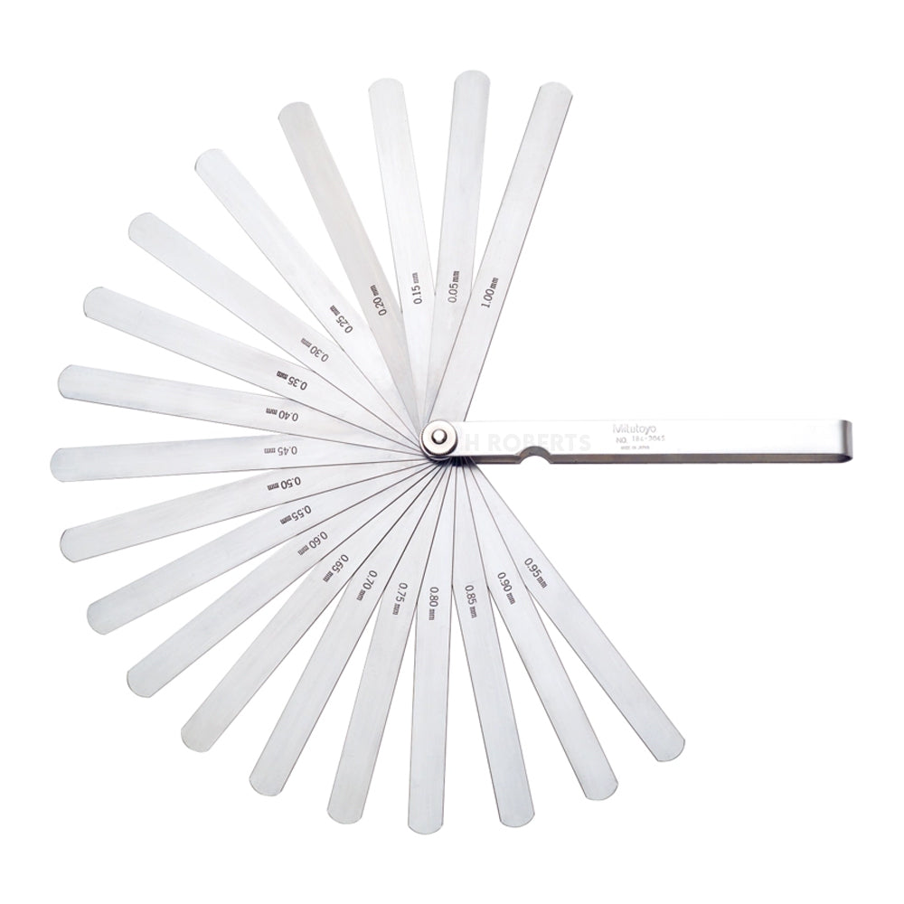 Mitutoyo 184-304S Feeler Gauge Set, Range 0.05-1mm with 20 Leaves, Length 150mm