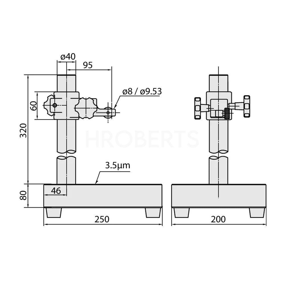 Mitutoyo 215-153-10 Granite Comparator Stand 200x250mm, Column Travel 0-260mm, With 1mm fine adustment