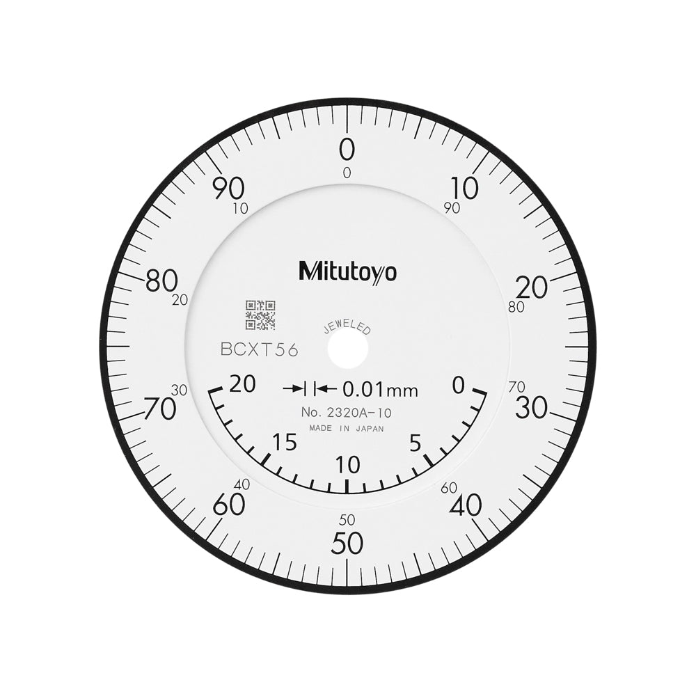 Mitutoyo 2320A-10 Dial Indicator, Graduation 0.01mm, Range 20mm, Scale 0-100, Bezel Diameter 57mm