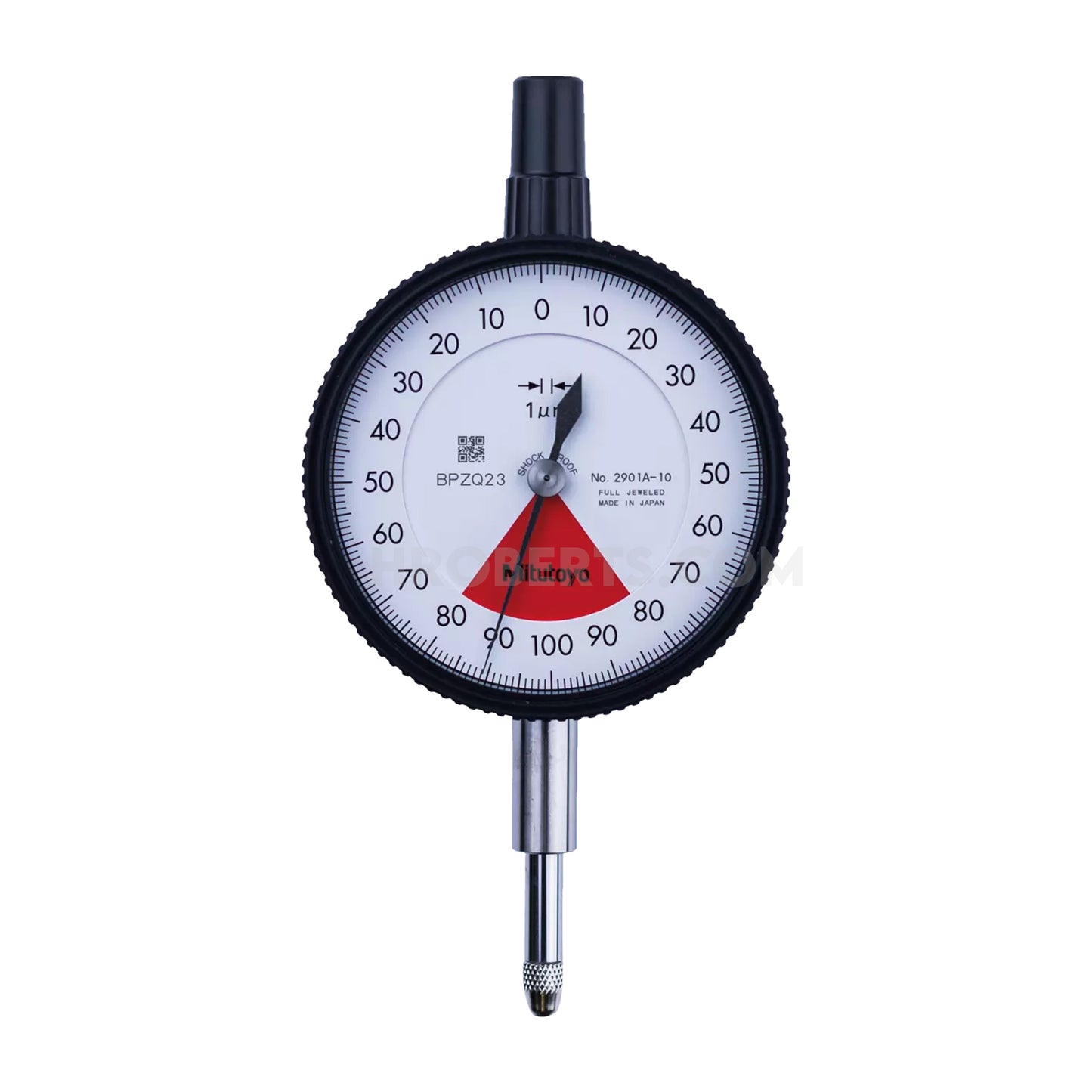 Mitutoyo 2901A-10 Dial Indicator, One Revolution, Graduation 0.001mm, Range 0.16mm, Scale 80-0-80, Bezel Diameter 57mm