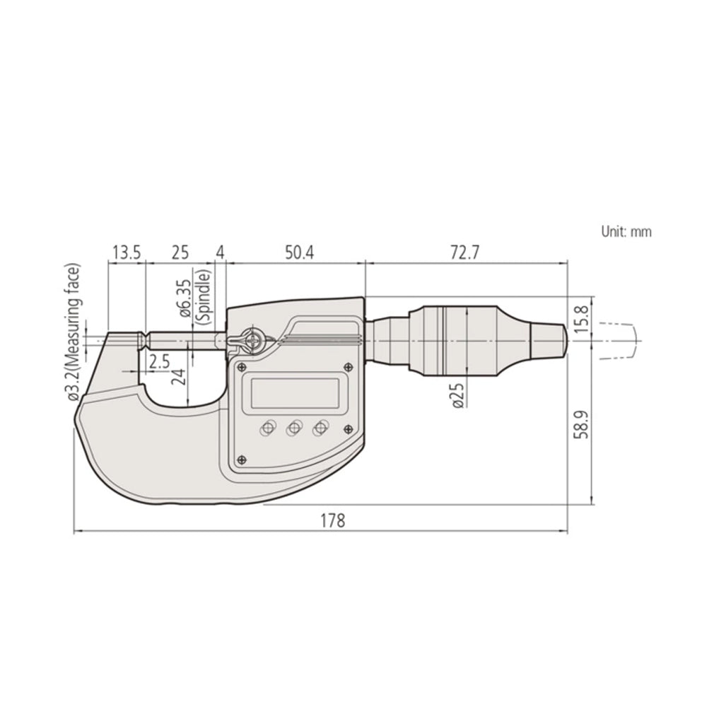 Mitutoyo 293-130-20 Digimatic Absolute Digital High- Accuracy Micrometer, Range 0-1" / 0-25.4mm, Resolution 0.000005", 0.00002" / 0.0001mm, 0.0005mm, with SPC Data Output