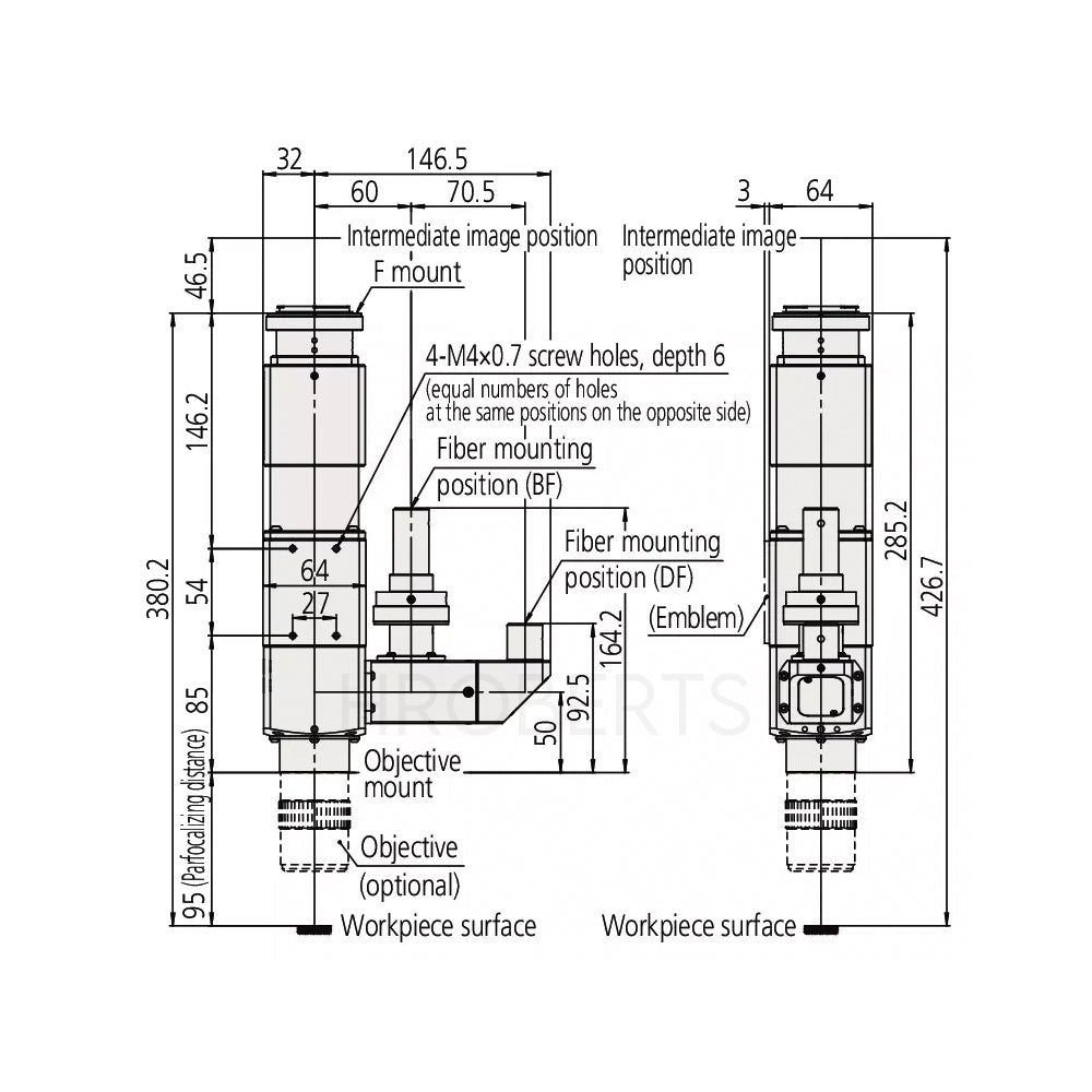 Mitutoyo 378-517 WIDE VMU-BDV, Wide-Field Video Microscope Unit, Vertical C-Mount