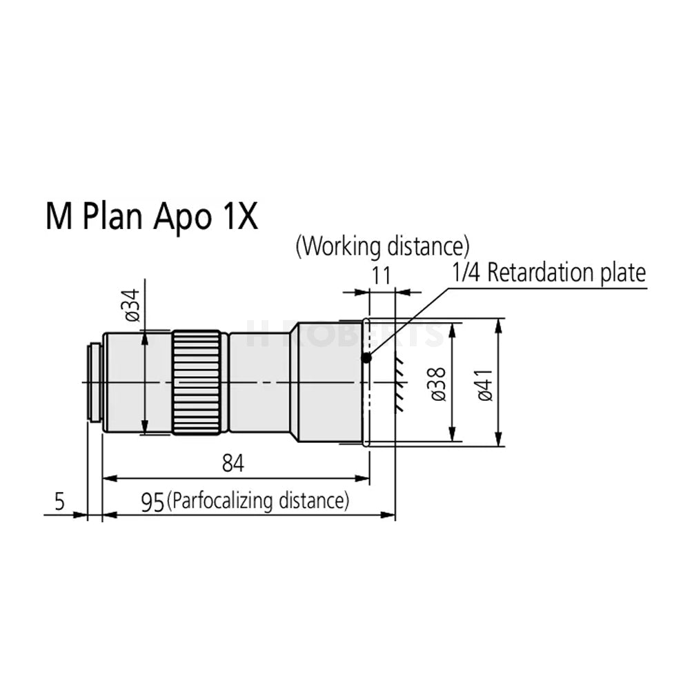 Mitutoyo 378-800-12 M Plan Apo 1X Objective for bright-field observation in visible range