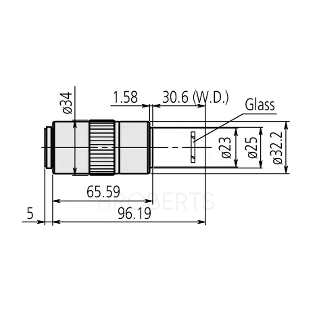 Mitutoyo 378-847 G Plan Apo 20X (t3.5) Objective for bright-field observation in visible range with cover glass compensation