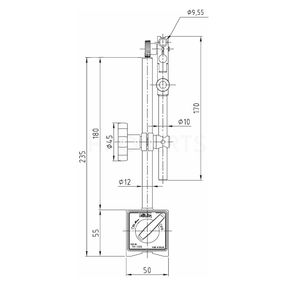 Mitutoyo 7015-10 Magnetic Stand with Fine Adjustment