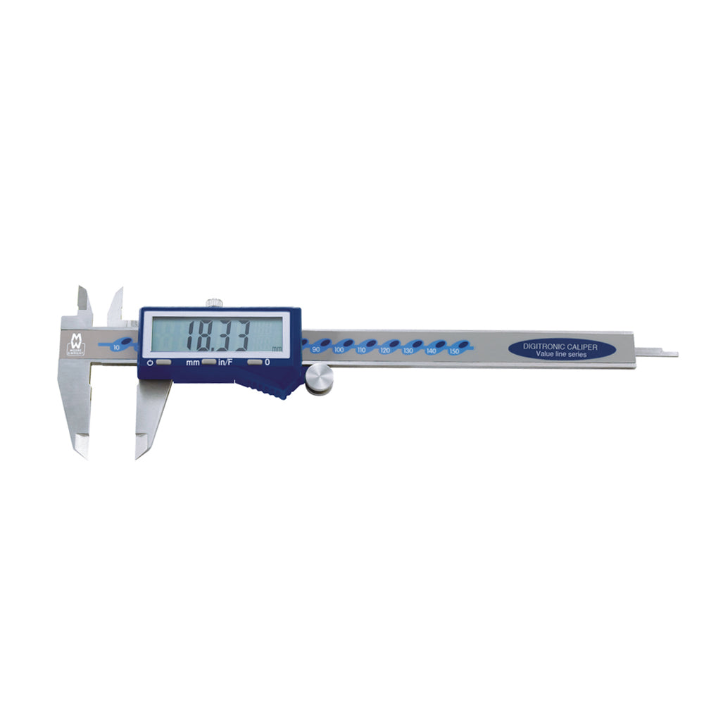 Moore & Wright MW110-15DFC Fractional Digital Caliper, Range 0-150mm / 0-6", Resolution 0.01mm / 0.0005", 1/128