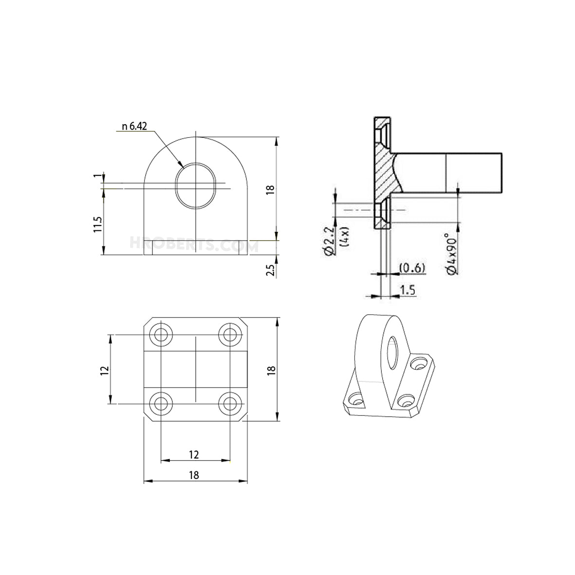 Sylvac 30-805-0213 Lug Back (Delivered with 4 Screws M2x4 DIN 963A)