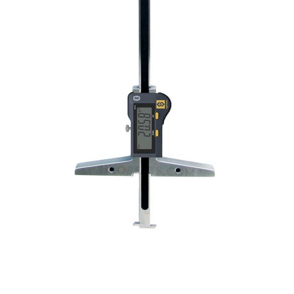 Sylvac 30-812-1601 Digital Depth Gauge, Range 0-200mm, Resolution 0.01mm, 100mm Wide Bridge with Two Fixed Measuring Jaws