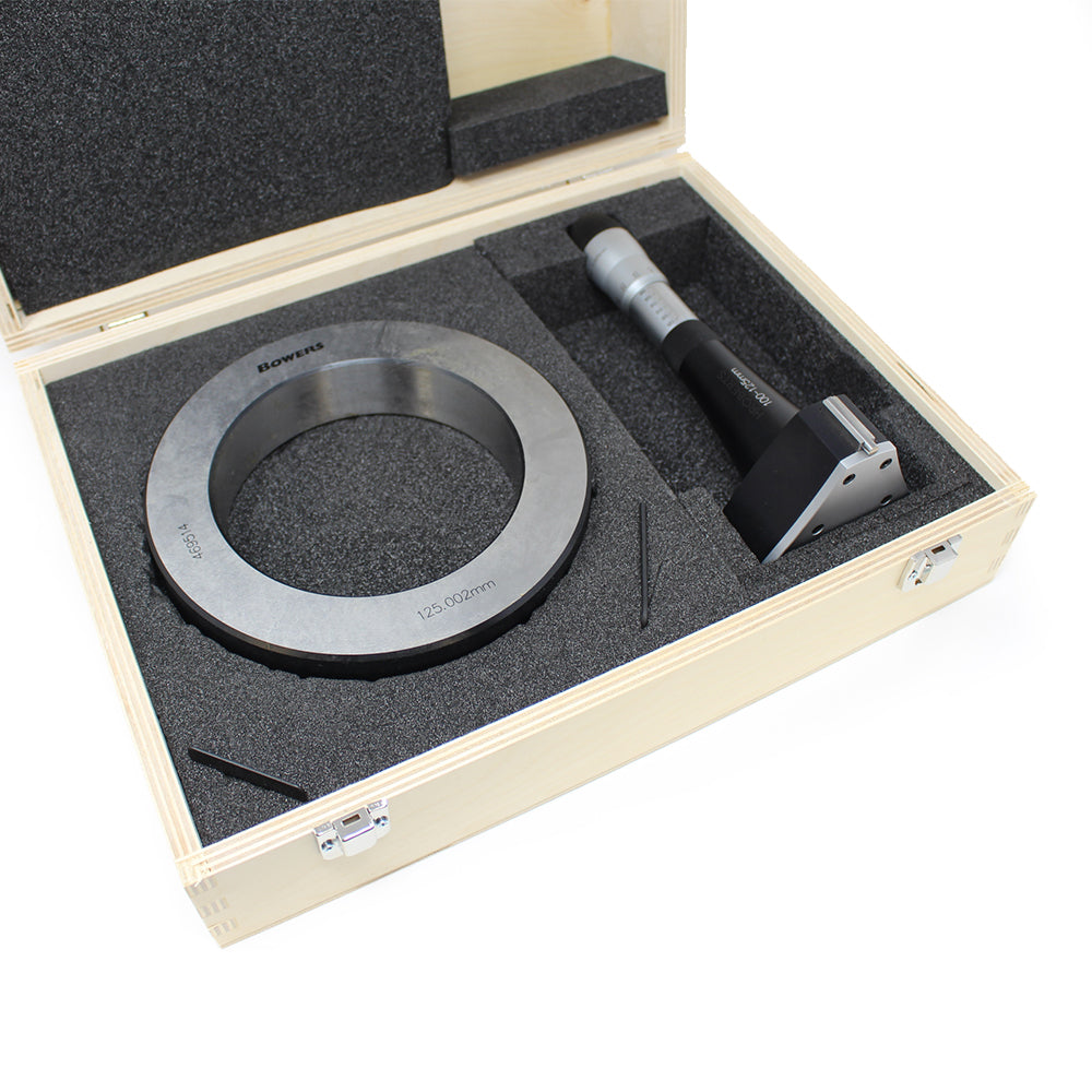 Bowers XTA100M Analogue Bore Gauge, Range 100-125mm, Graduation 0.005mm, 3-Point Contact, Supplied with Setting Ring and Ukas Certificate