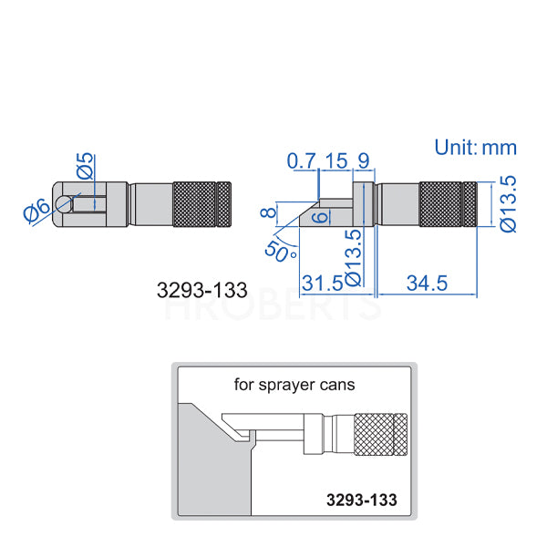 insize 3293-133 Can Seam Micrometer, Range 0-13mm, Graduation 0.01mm, for Spray Cans