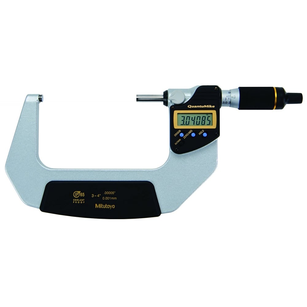 Mitutoyo 293-188-30 Digimatic Digital Quantumike Fast Action Micrometer, Range 3-4" / 76.2-101.6mm, Resolution 0.00005" / 0.001mm