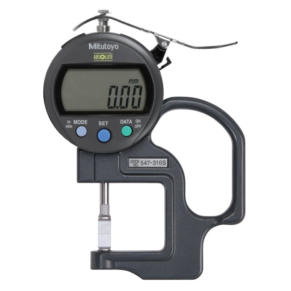 Mitutoyo 547-361S Digimatic Digital Thickness Gauge, Range 0-10mm / 0-0.4", Resolution 0.01mm / 0.0005"