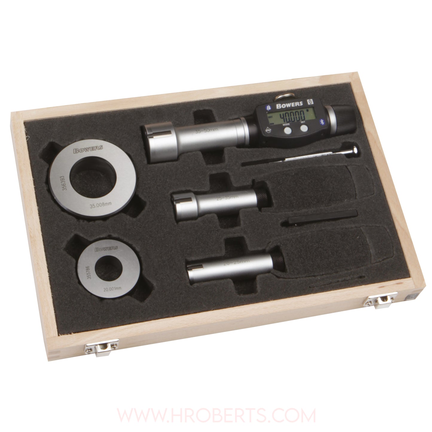 Bowers SXTD5I-BT Digital Bore Gauge Set, Range 3/4-2", Resolution 0.00005", 3-Point Contact with Bluetooth, Supplied with Setting Rings and Ukas Certificate