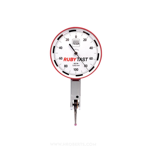 Tesa 01811001 Swisstast Lever Dial Indicator Horizontal Type, Graduation 0.002mm, Range 0.2mm, Scale 0-100-0, Stylus Length 12.53mm, Bezel Diameter 38mm