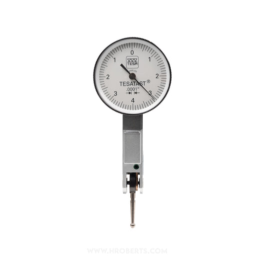 Tesa 01820011 Tesatast Lever Dial Indicator Horizontal Type, Graduation 0.0001", Range 0.008", Scale 0-4-0, Stylus Length 1/2", Bezel Diameter 1.1"