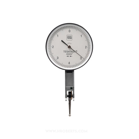 Tesa 01820013 Tesatast Lever Dial Indicator Horizontal Type, Graduation 0.00005", Range 0.008", Scale 0-4-0, Stylus Length 1/2", Bezel Diameter 1.5"