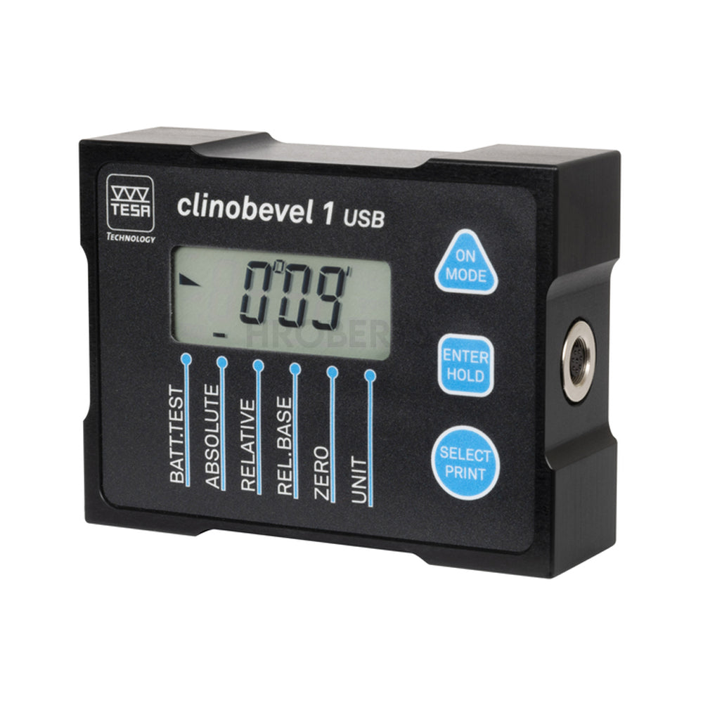 Tesa 05330203 Clinobevel 1 USB plus Clinosoft Software, Measuring Range +/- 45 Degrees, Resolution 0.025mm/m