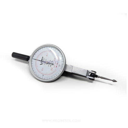 Verdict 08-3001 Metrinch 1 Lever Dial Indicator Horizontal Type, Graduation 0.0005" / 0.01mm, Range 0.020" / 0.44mm, Scale 0-10-0 / 0.22-0-0.22, Stylus Length 0.770"/ 19.5mm, Bezel Diameter 1.3/8" / 36mm