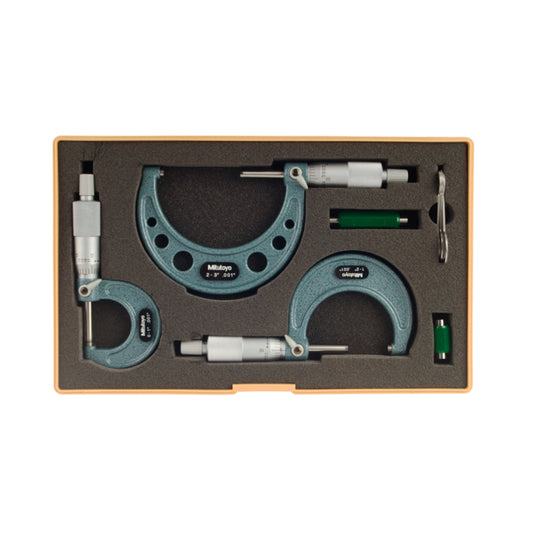 Mitutoyo 103-929 Micrometer Set, Range 0-3", Graduation 0.001" c/w Setting Standards