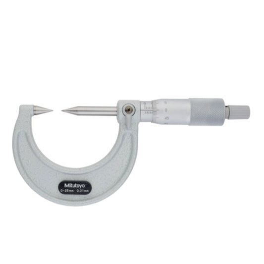 Mitutoyo 112-213 Point Micrometer, Range 0-25mm, Graduation 0.01mm, 30 Degree Carbide Tipped