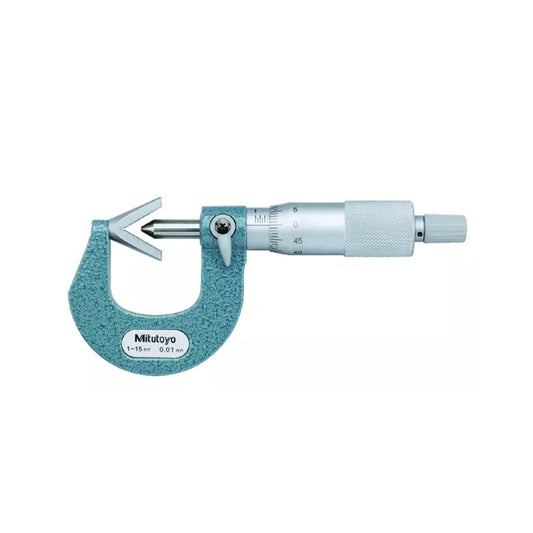 Mitutoyo 114-101 Three Flute V-Anvil Micrometer, Range 1-15mm, Graduation 0.01mm