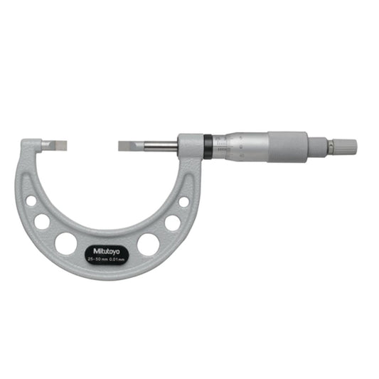 Mitutoyo 122-162-10 Blade Micrometer, Range 25-50mm, Graduation 0.01mm, Non-Rotating Spindle