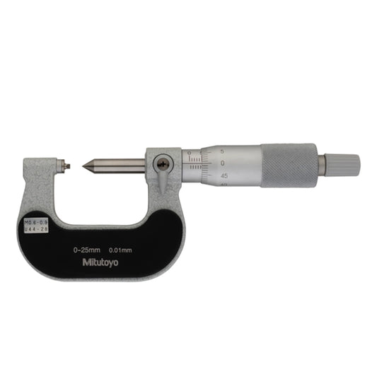 Mitutoyo 125-102 Screw Thread Micrometer, 0.6-0.9mm/44-28TPI, Range 0-25mm, Graduation 0.01mm