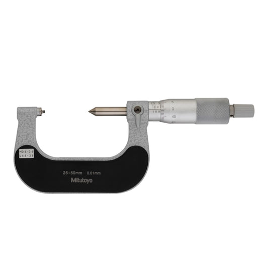 Mitutoyo 125-107 Screw Thread Micrometer, 0.6-0.9mm/44-28TPI, Range 25-50mm, Graduation 0.01mm