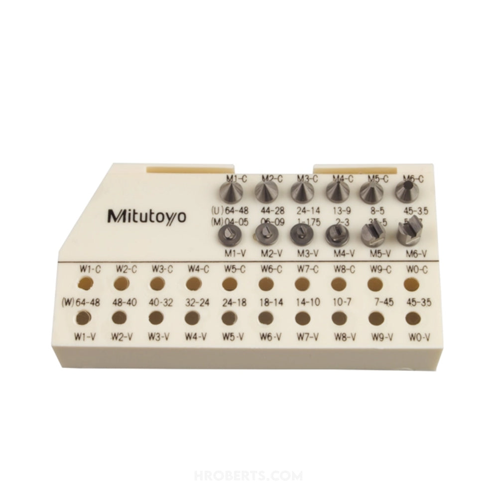 Mitutoyo 126-800 Interchangeable Tip Set, Metric 0.4-7mm, UNF 64-3.5 TPI