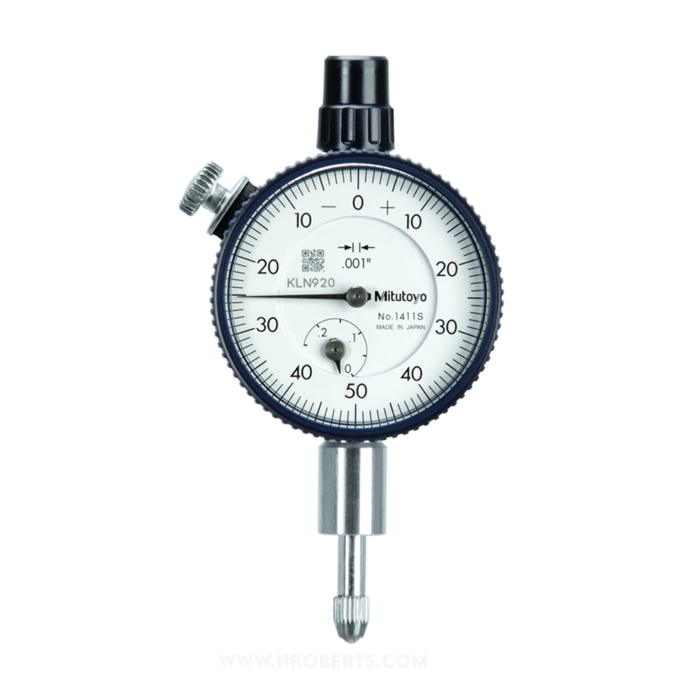 Mitutoyo 1411A Dial Indicator, Graduation 0.001", Range 0.25", Scale 0-50-0, Bezel Diameter 1.57"