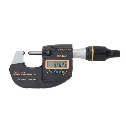 Mitutoyo 293-100-10 Digimatic Absolute Digital High-Accuracy Micrometer, 0-25mm, Resolution 0.0001mm, 0.0005mm, with SPC Data Output