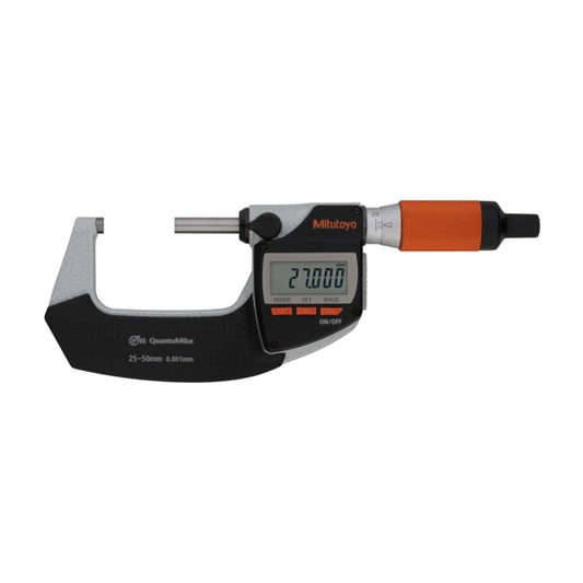 Mitutoyo 293-141-40 Digimatic Digital (Metric Only) Quantumike Fast Action Micrometer, Range 25-50mm, Resolution 0.001mm with SPC Data Output