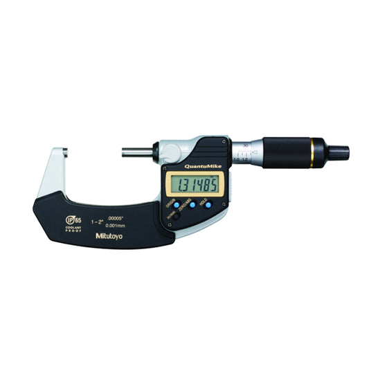 Mitutoyo 293-181-30 Digimatic Digital Quantumike Fast Action Micrometer, Range 1-2" / 25.4-50.8mm, Resolution 0.00005" / 0.001mm with SPC Data Output