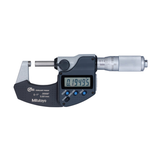 Mitutoyo 293-335-30 Digimatic Digital Micrometer, Range 0-1" /  0-25.4mm, Resolution 0.00005" / 0.001mm, IP65, with SPC Data Output