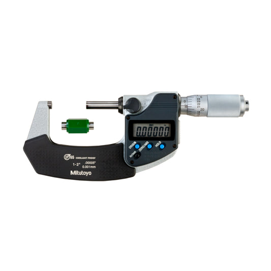 Mitutoyo 293-336-30 Digimatic Digital Micrometer, Range 1-2" /  25.4-50.8mm, Resolution 0.00005" / 0.001mm, IP65, with SPC Data Output