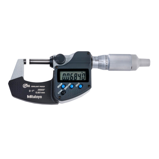 Mitutoyo 293-344-30 Digimatic Digital Micrometer, Range 0-1" /  0-25.4mm, Resolution 0.00005" / 0.001mm, IP65