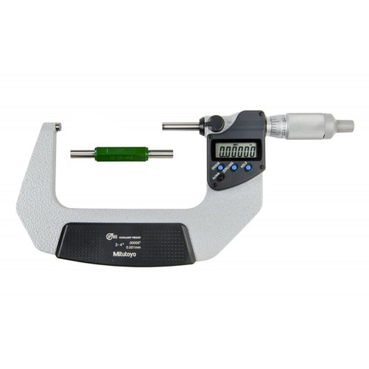 Mitutoyo 293-347-30 Digimatic Digital Micrometer, Range 3-4" /  76.2-101.6mm, Resolution 0.00005" / 0.001mm, IP65