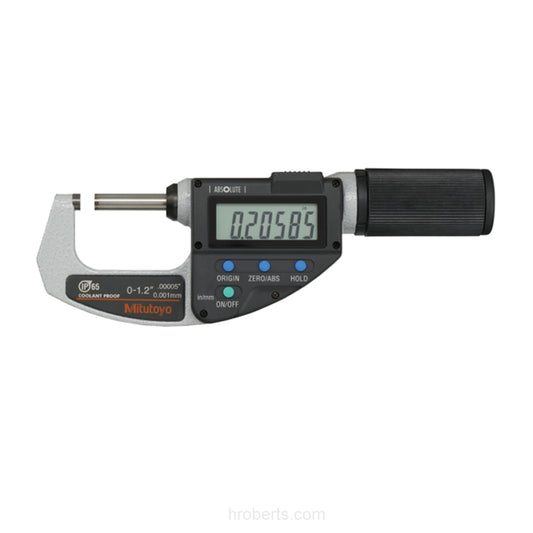 Mitutoyo 293-676-20 Digimatic Absolute Digital Micrometer, Range 0-1.2" / 0-30.48mm, Resolution 0.00005" / 0.001mm, IP65, with SPC Data Output