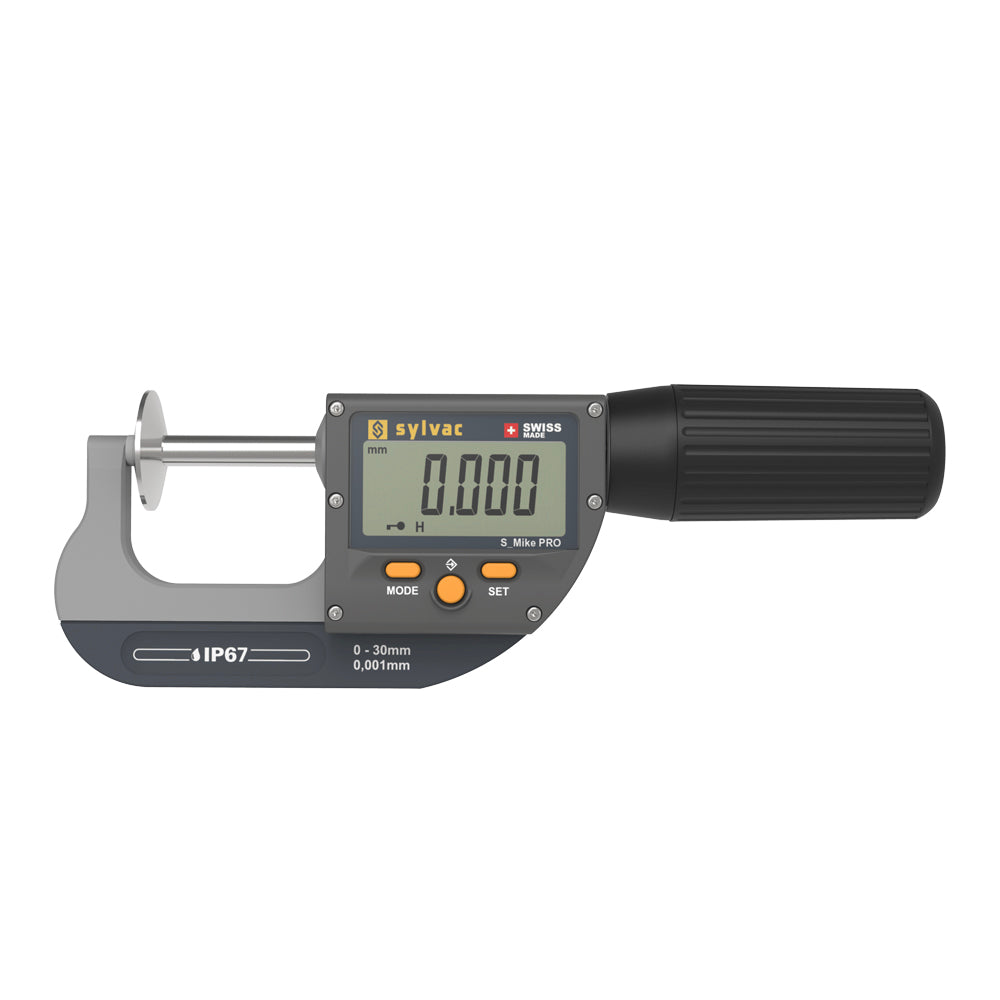 Sylvac 30-803-0303 S_Mike Pro Digital Disc Micrometer, Range 0-30mm, Resolution 0.001mm, Non-Rotating Spindle
