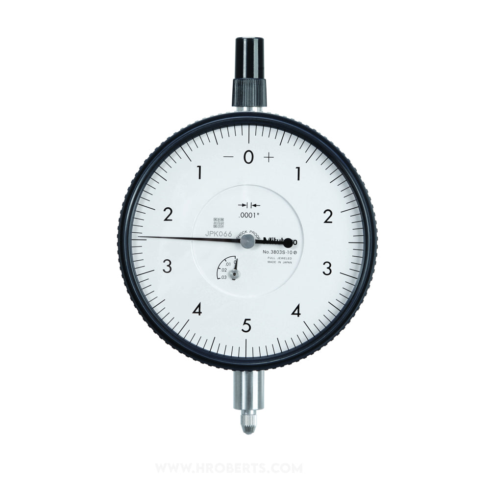 Mitutoyo 3803A-10 Dial Indicator, Graduation 0.0001", Range 0.025", Scale 0-5-0, Bezel Diameter 3.07"