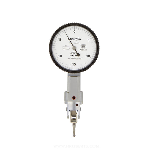 Mitutoyo 513-302-10T Lever Dial Indicator Universal Type, Graduation 0.0005", Range 0.03", Scale 0-15-0, Stylus Length 6.5mm, Bezel Diameter 40mm