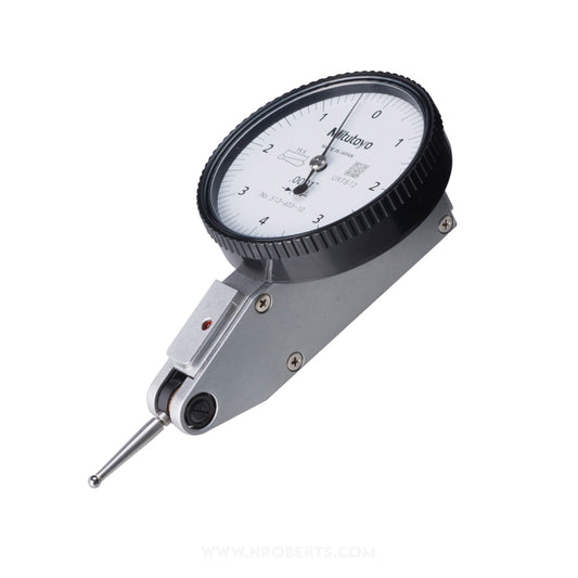 Mitutoyo 513-403-10E Lever Dial Indicator Horizontal Type, Graduation 0.0001", Range 0.008", Scale 0-4-0, Stylus Length 15.5mm, Bezel Diameter 40mm