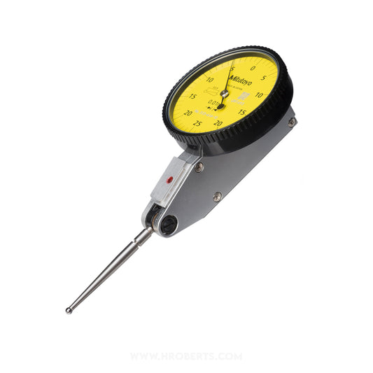 Mitutoyo 513-414-10E Lever Dial Indicator Horizontal Type, Graduation 0.01mm, Range 0.5mm, Scale 0-25-0, Stylus Length 33.9mm, Bezel Diameter 40mm