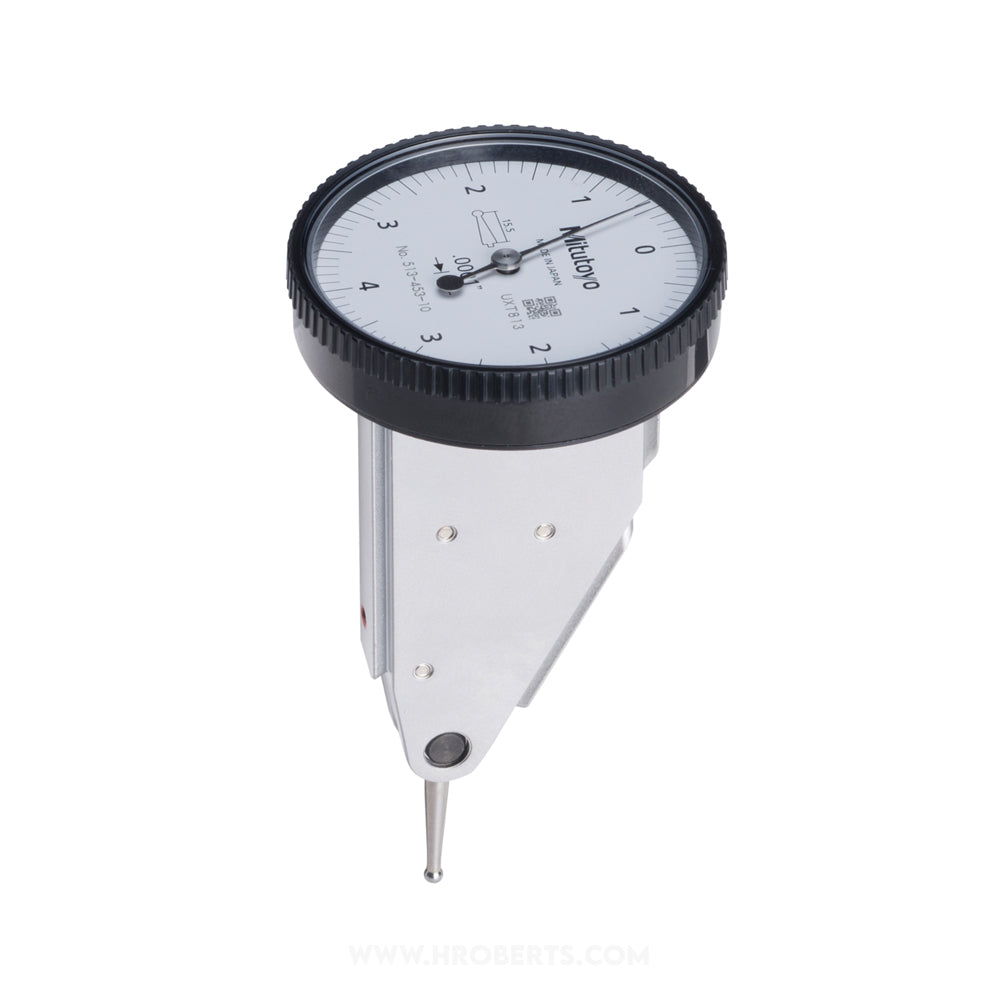 Mitutoyo 513-453-10E Lever Dial Indicator Vertical Type, Graduation 0.0001", Range 0.008", Scale 0-4-0, Stylus Length 15.5mm, Bezel Diameter 40mm