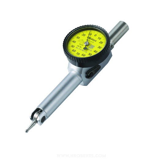 Mitutoyo 513-501-10T Lever Dial Indicator Pocket Type, Graduation 0.001mm, Range 0.14mm, Scale 0-70-0, Stylus Length 8.6mm, Bezel Diameter 29.2mm