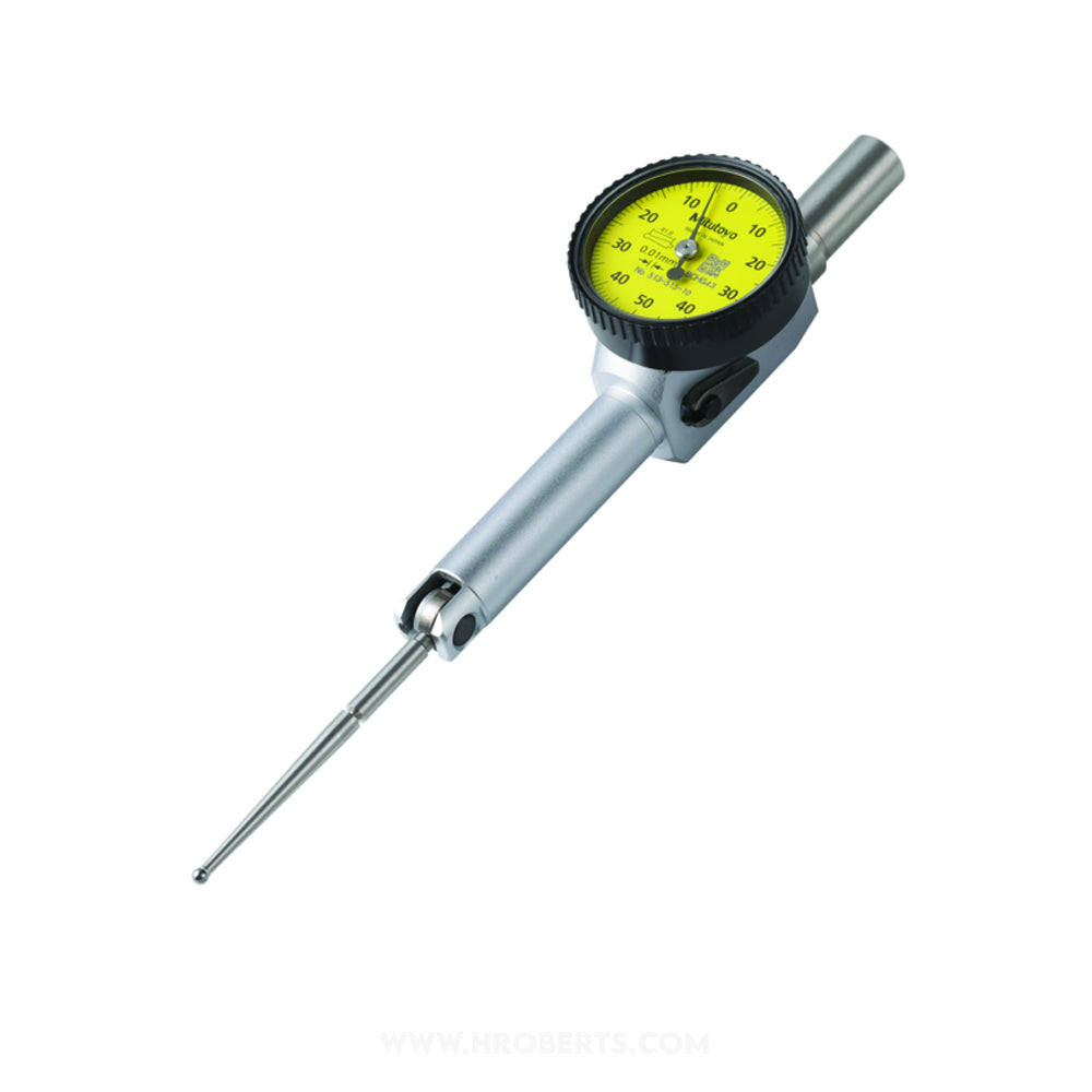 Mitutoyo 513-515-10T Lever Dial Indicator Pocket Type, Graduation 0.01mm, Range 1.0mm, Scale 0-50-0, Stylus Length 41mm, Bezel Diameter 29.2mm